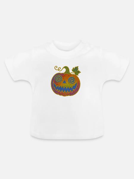 Psychedelischer Halloween Kürbis - Baby Bio-T-Shirt mit Rundhals - Weiß