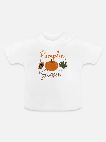 Kürbis-Saison - Baby Bio-T-Shirt mit Rundhals - Weiß