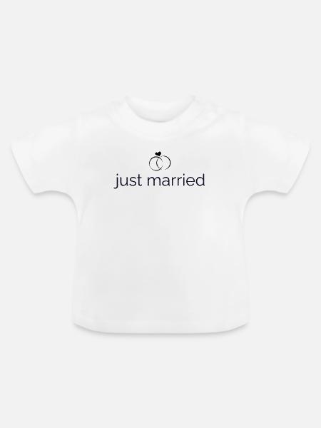 Frisch verheiratet - Trauringe - Baby Bio-T-Shirt mit Rundhals - Weiß