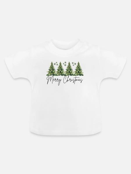 Elegantes Weihnachtsdesign - Baby Bio-T-Shirt mit Rundhals - Weiß