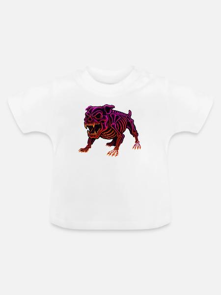 Neon Skelett Dinosaurier - Baby Bio-T-Shirt mit Rundhals - Weiß