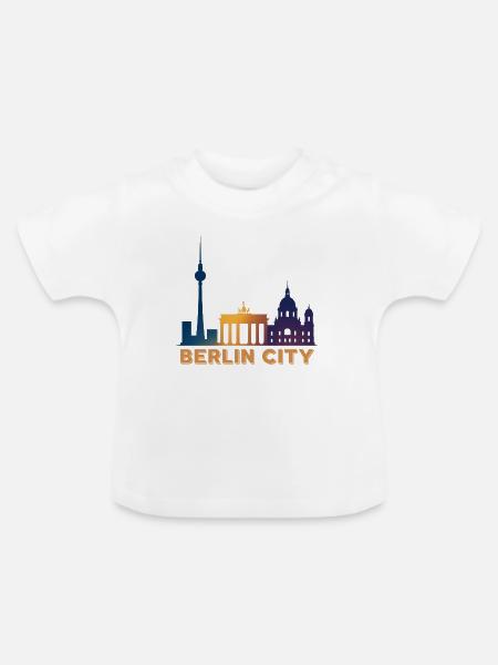 Berlin Skyline Silhouette - Baby Bio-T-Shirt mit Rundhals - Weiß