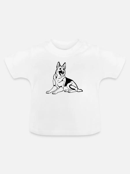 Schäferhund Hundeshirt Geschenk - Baby Bio-T-Shirt mit Rundhals - Weiß