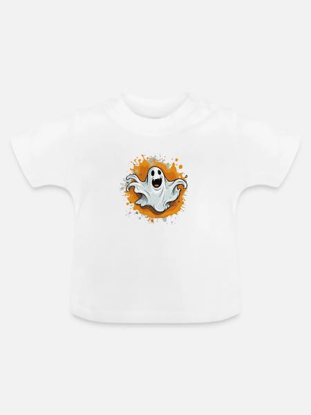 Spukgeist auf Farbsplash - Baby Bio-T-Shirt mit Rundhals - Weiß
