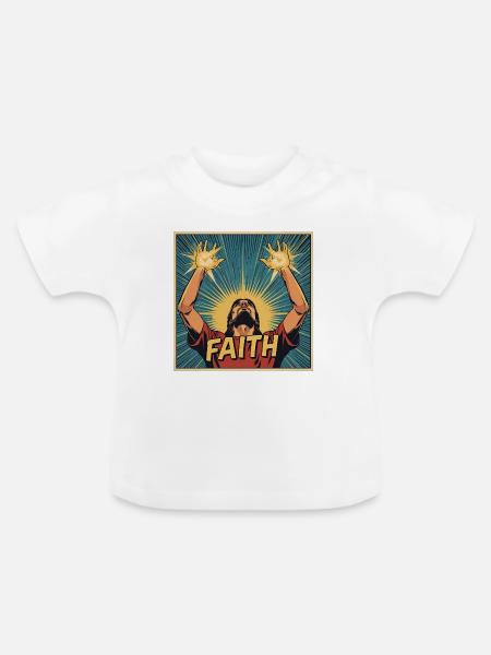 Glaubenskraft im Comic-Stil - Baby Bio-T-Shirt mit Rundhals - Weiß