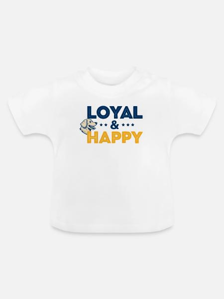 Loyal & Happy Dog Logo - Baby Bio-T-Shirt mit Rundhals - Weiß