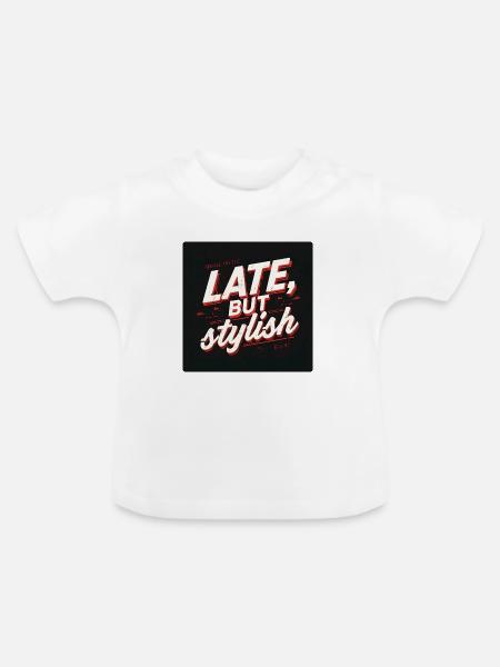 Spätes, aber stilvolles Retro-Skript - Baby Bio-T-Shirt mit Rundhals - Weiß