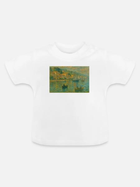 Hafenimpression Abendlicht - Baby Bio-T-Shirt mit Rundhals - Weiß