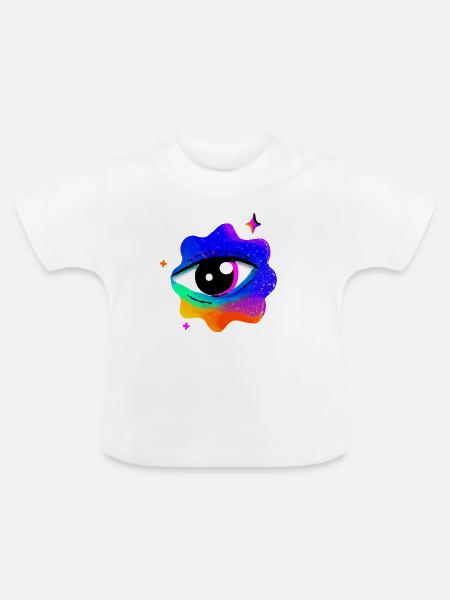 Lebhafter Regenbogen-Augennebel - Baby Bio-T-Shirt mit Rundhals - Weiß