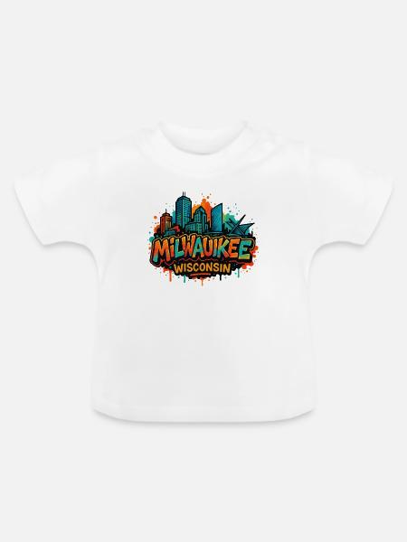 Milwaukee Skyline Splash Wisconsin - Baby Bio-T-Shirt mit Rundhals - Weiß