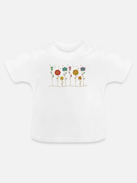 Blumen - Baby Bio-T-Shirt mit Rundhals - Weiß