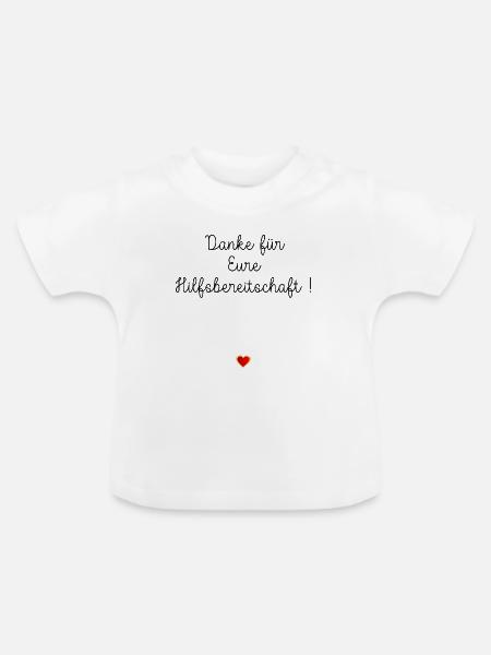 Herz Danke Hilfsbereitschaft - Baby Bio-T-Shirt mit Rundhals - Weiß