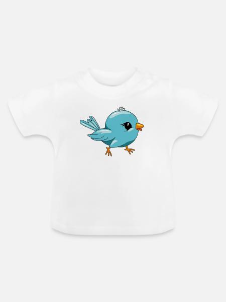 Niedliches glückliches blaues Vögelchen - Baby Bio-T-Shirt mit Rundhals - Weiß
