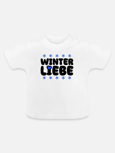 Winter Liebe Herz - Baby Bio-T-Shirt mit Rundhals - Weiß