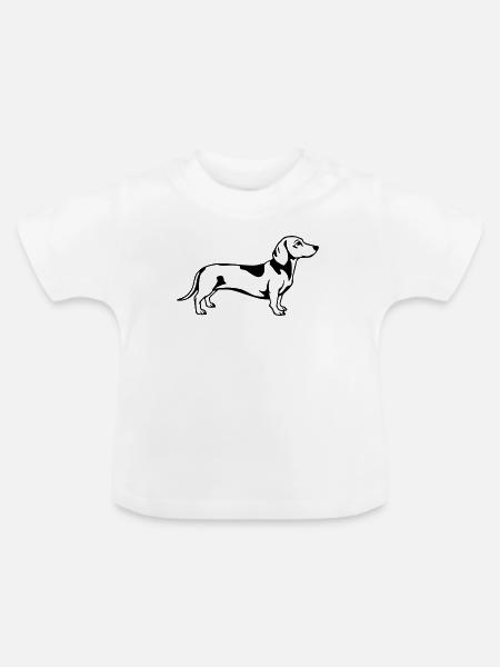 Dachshund schwarz - Baby Bio-T-Shirt mit Rundhals - Weiß