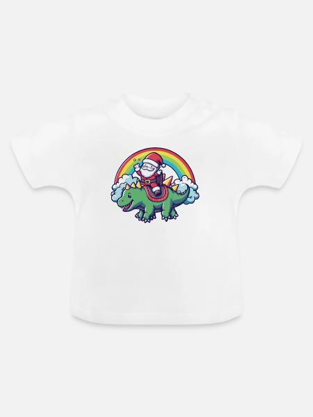 Dinosaurier stegosaurus Weihnachtsmann - Baby Bio-T-Shirt mit Rundhals - Weiß