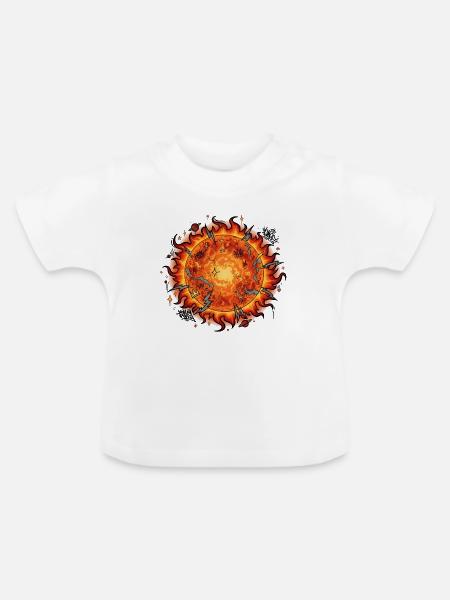 Flammender Sonnenball Explosion - Baby Bio-T-Shirt mit Rundhals - Weiß