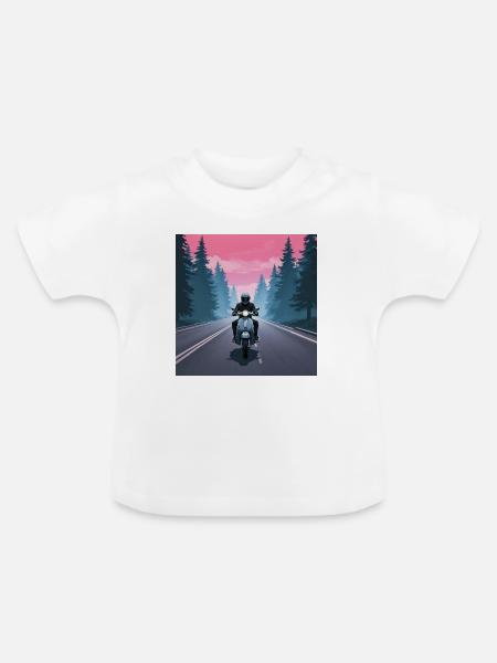 Motorradfahrer im Wald - Baby Bio-T-Shirt mit Rundhals - Weiß