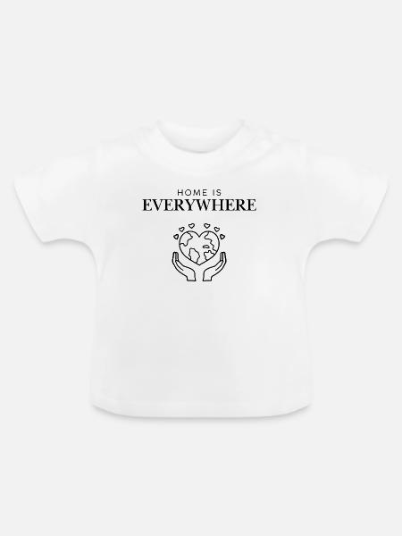 Home_Is_Everywhere_icon_black - Baby Bio-T-Shirt mit Rundhals - Weiß
