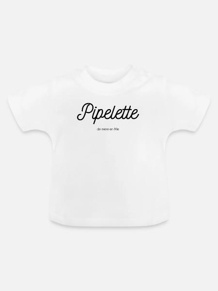 Pipelette_ von der Mutter zur fille_noir - Baby Bio-T-Shirt mit Rundhals - Weiß