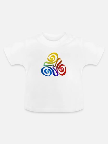 Regenbogen Dreieck Spirale - Baby Bio-T-Shirt mit Rundhals - Weiß
