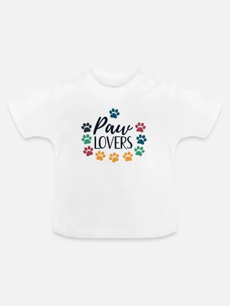Pfotenliebhaber lieben bunte Tiere - Baby Bio-T-Shirt mit Rundhals - Weiß