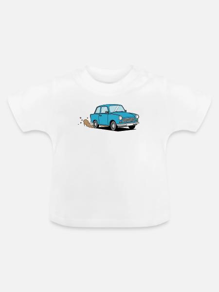 Blauer Cartoon Wagen Retro Charme - Baby Bio-T-Shirt mit Rundhals - Weiß
