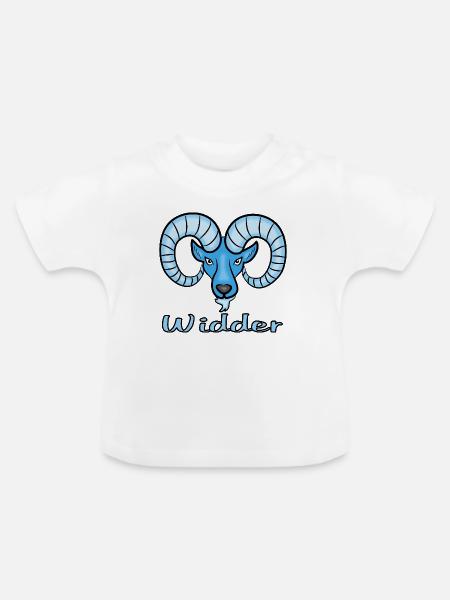Sternzeichen Widder in Blau - Baby Bio-T-Shirt mit Rundhals - Weiß