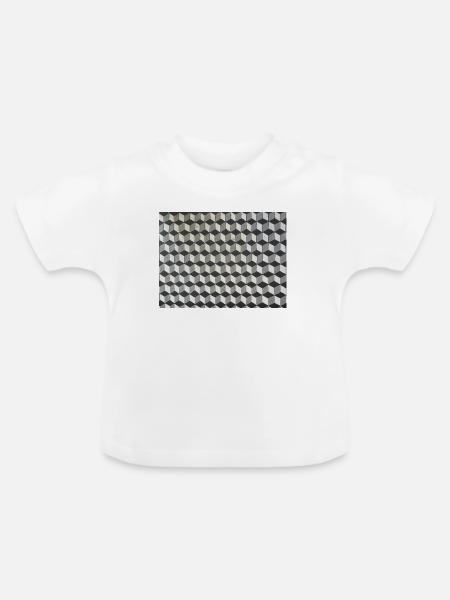 Dreidimensionale Würfel Graustufen - Baby Bio-T-Shirt mit Rundhals - Weiß