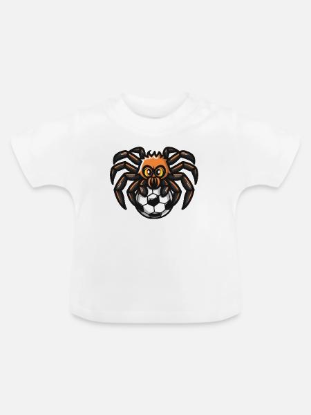 Spinne auf Fußball - Baby Bio-T-Shirt mit Rundhals - Weiß