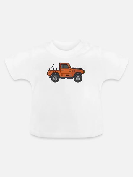 Jeep-Karikatur - Baby Bio-T-Shirt mit Rundhals - Weiß