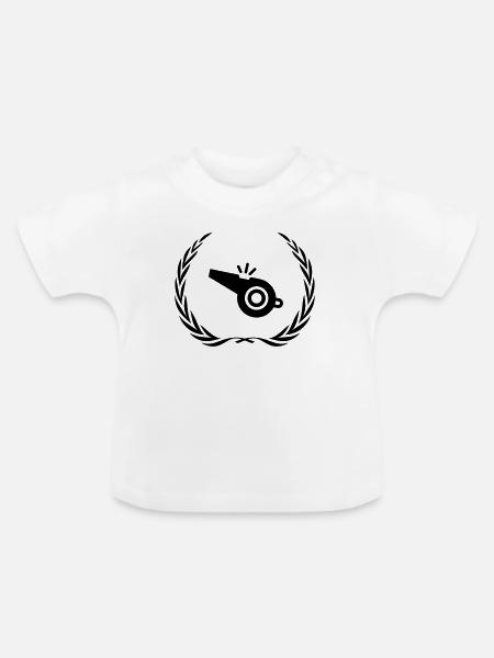 Trillerpfeife Pfeife Kranz - Baby Bio-T-Shirt mit Rundhals - Weiß