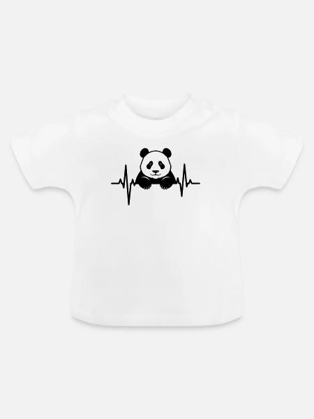 Panda im EKG – Süßes Tierdesign - Baby Bio-T-Shirt mit Rundhals - Weiß