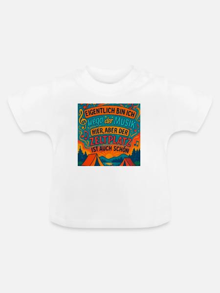 Zeltplatz Melodie der Auszeit - Baby Bio-T-Shirt mit Rundhals - Weiß