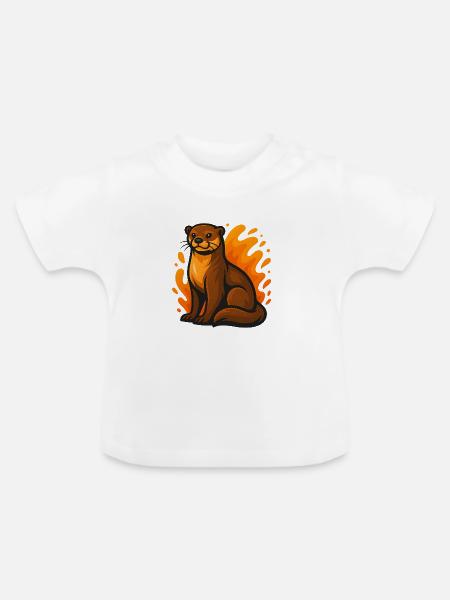 Flammender Otter - Baby Bio-T-Shirt mit Rundhals - Weiß
