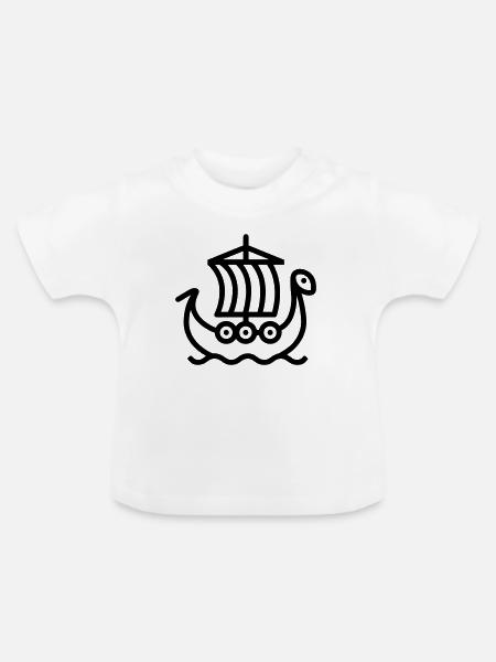 Wikingerschiff - Baby Bio-T-Shirt mit Rundhals - Weiß