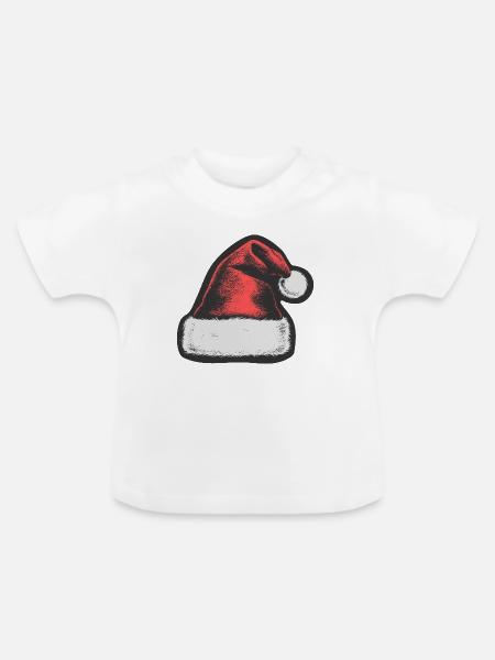 Rote Weihnachtsmütze - Baby Bio-T-Shirt mit Rundhals - Weiß