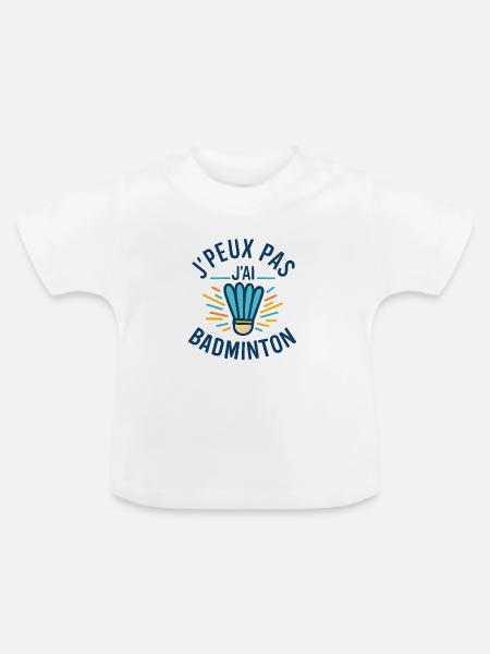 Ich kann nicht Badminton haben - Baby Bio-T-Shirt mit Rundhals - Weiß