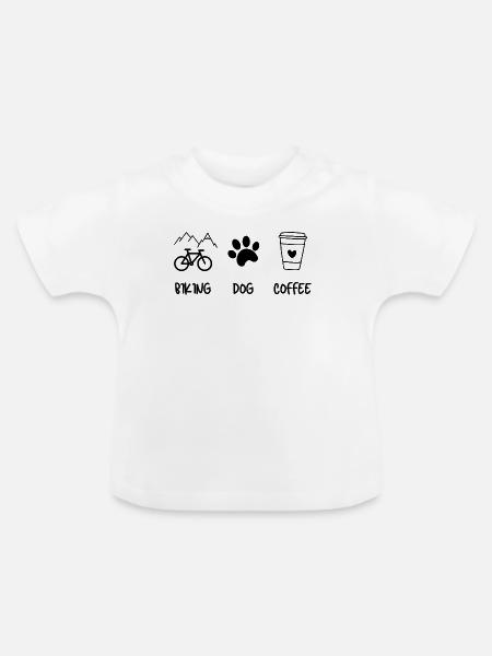 Cyclist Dog Kaffee - Baby Bio-T-Shirt mit Rundhals - Weiß