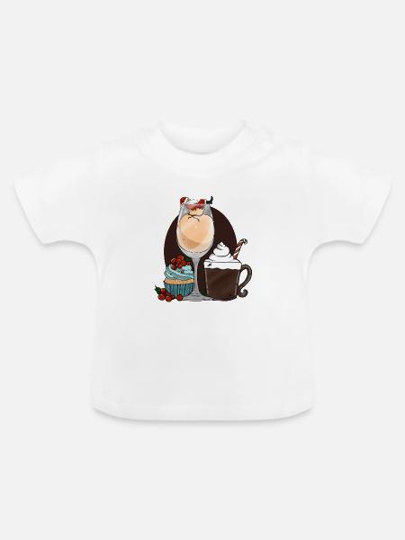 Festliche Dessertgetränke mit Weihnachtsmann - Baby Bio-T-Shirt mit Rundhals - Weiß