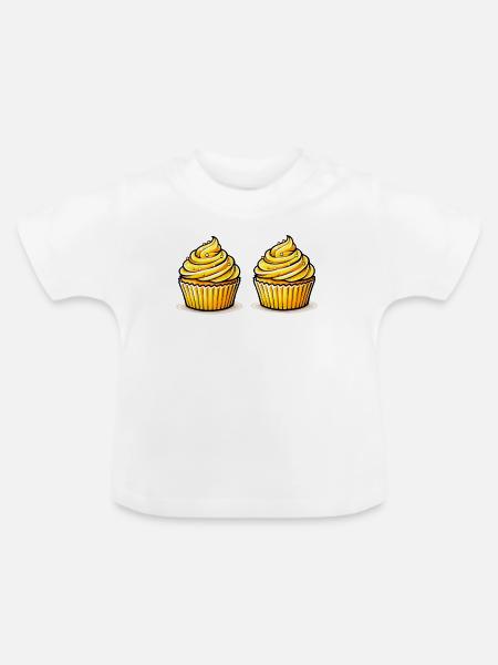 Cupcakes  - Baby Bio-T-Shirt mit Rundhals - Weiß