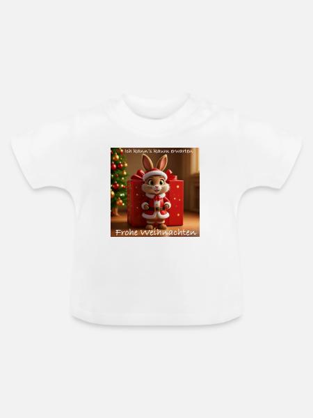 Weihnachtshase im Santa-Outfit - Baby Bio-T-Shirt mit Rundhals - Weiß