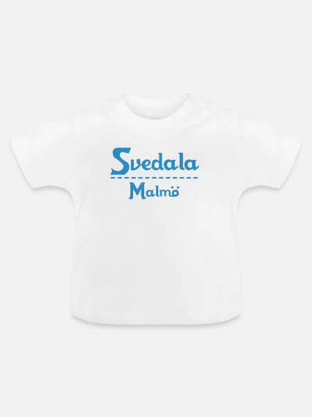Svedala – Malmö Himmelblaues Design - Baby Bio-T-Shirt mit Rundhals - Weiß