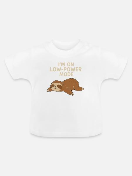 Schlafsloth: Low-Power-Modus - Baby Bio-T-Shirt mit Rundhals - Weiß