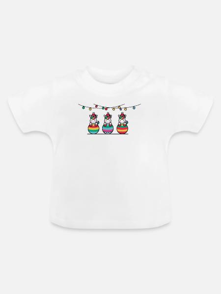 3 Einhörner Weihnachtskugeln Freunde - Baby Bio-T-Shirt mit Rundhals - Weiß
