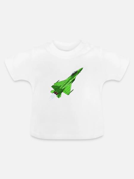 Grüner Geometrie-Jet - Baby Bio-T-Shirt mit Rundhals - Weiß