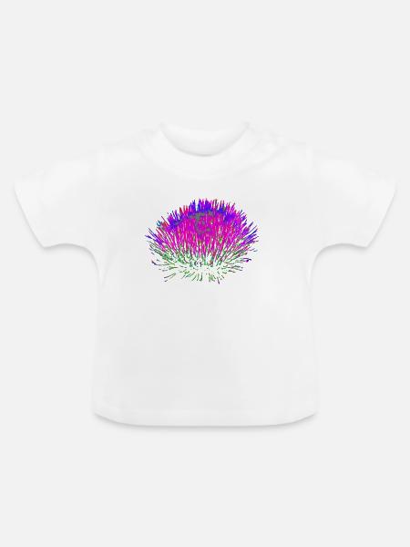 Neon-Blume– Pop-Art Design - Baby Bio-T-Shirt mit Rundhals - Weiß