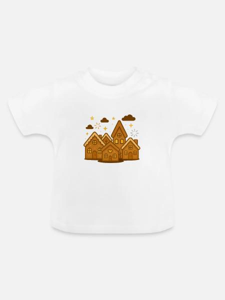Honigbraune Lebkuchenhäuser Winterzauber - Baby Bio-T-Shirt mit Rundhals - Weiß