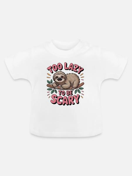 too lazy to be scary - Baby Bio-T-Shirt mit Rundhals - Weiß