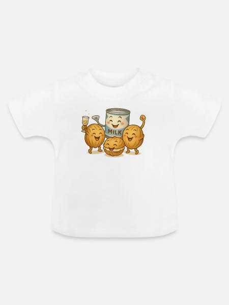 Kondensmilch mit Nusskeksen - Baby Bio-T-Shirt mit Rundhals - Weiß
